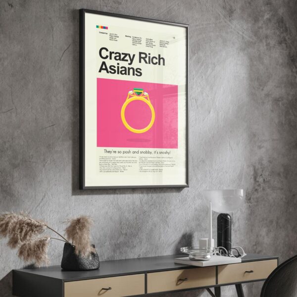 Mid-century modern style Crazy Rich Asians movie poster artwork