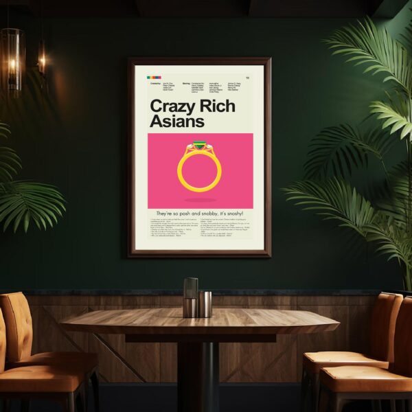 Mid-century modern style Crazy Rich Asians movie poster artwork