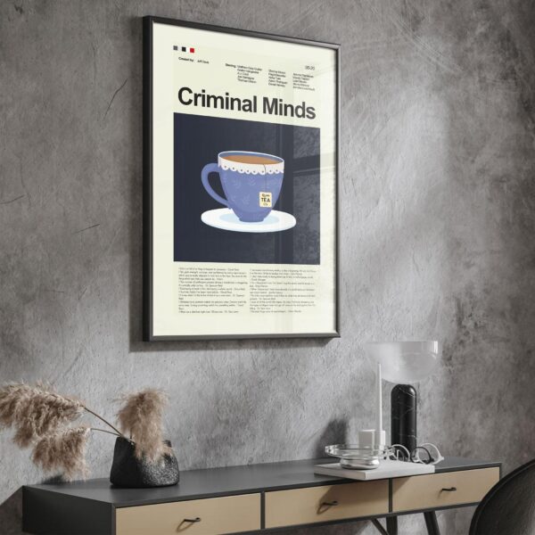 Criminal Minds movie poster in mid-century modern furniture style