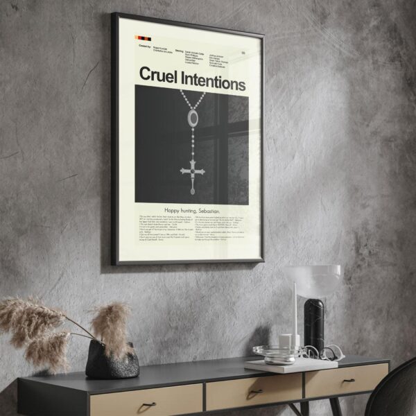 Mid-century modern Cruel Intentions movie poster art with vintage design