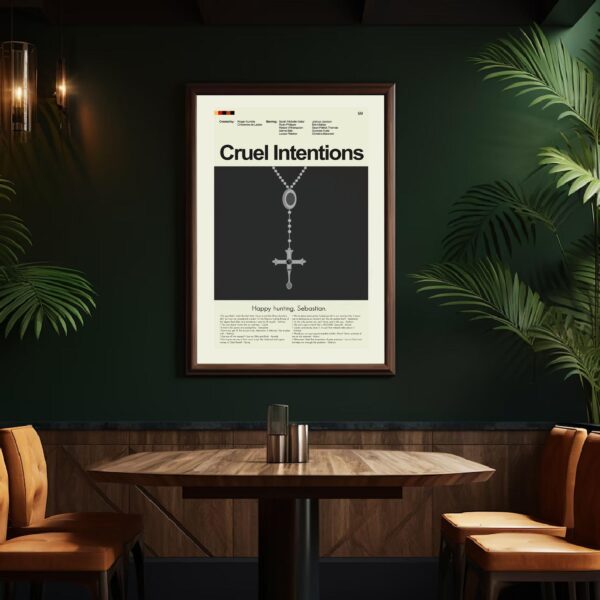 Mid-century modern Cruel Intentions movie poster art with vintage design