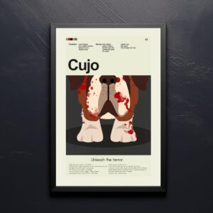 Cujo movie poster in mid-century modern wall art style