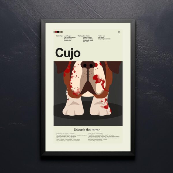 Cujo movie poster in mid-century modern wall art style