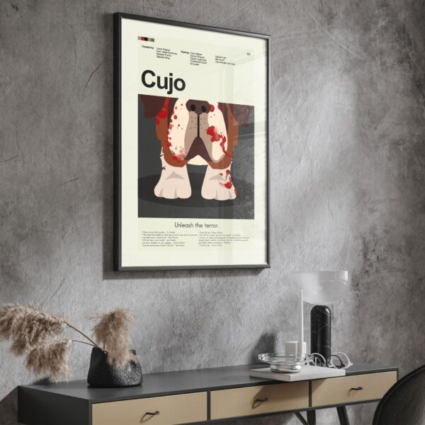 Cujo movie poster in mid-century modern wall art style