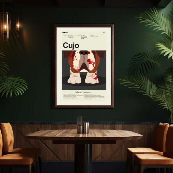Cujo movie poster in mid-century modern wall art style