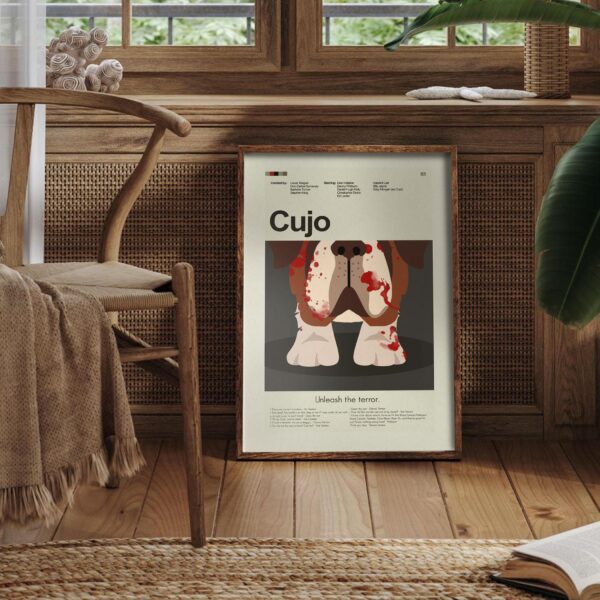 Cujo movie poster in mid-century modern wall art style