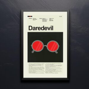 Mid-century modern Daredevil movie poster artwork featuring vintage design