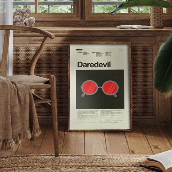 Mid-century modern Daredevil movie poster artwork featuring vintage design