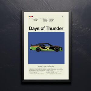 Vintage mid century modern Days of Thunder movie poster artwork