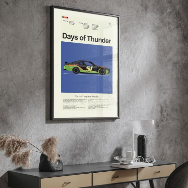 Vintage mid century modern Days of Thunder movie poster artwork