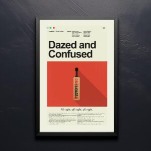 Mid-century modern graphic poster of Dazed and Confused movie artwork