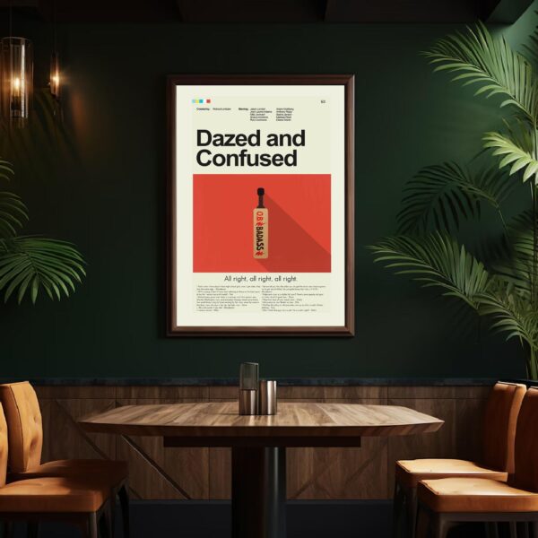 Mid-century modern graphic poster of Dazed and Confused movie artwork