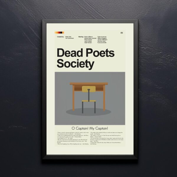 Dead Poets Society mid-century modern movie poster design