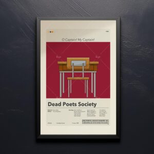 Mid-century modern Dead Poets Society movie poster with vintage design