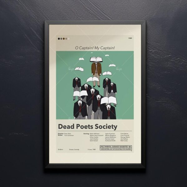 Dead Poets Society mid-century modern vintage movie poster design