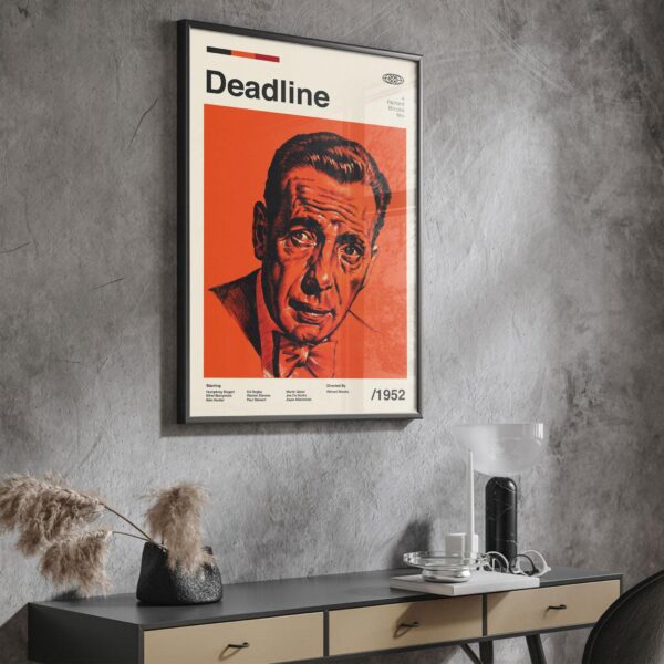 Mid-century modern Deadline movie poster with vintage design and bold colors