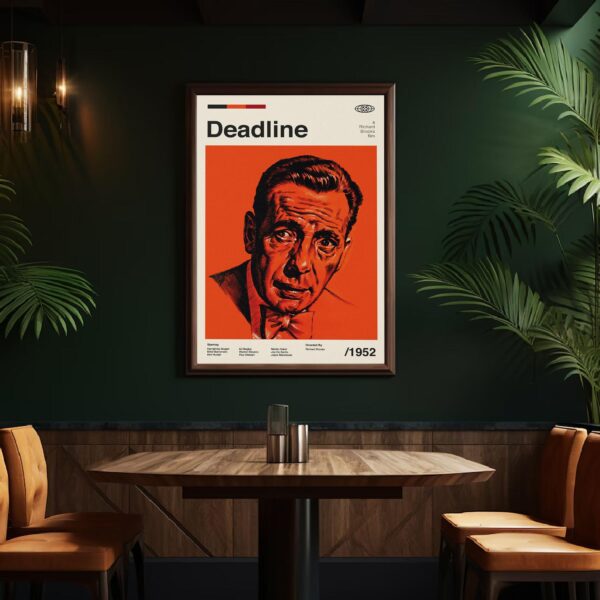 Mid-century modern Deadline movie poster with vintage design and bold colors