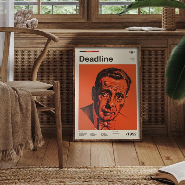 Mid-century modern Deadline movie poster with vintage design and bold colors