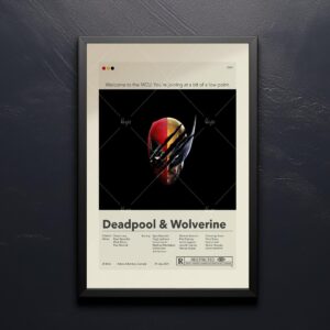 Mid-century modern Deadpool and Wolverine movie poster with graphic design style