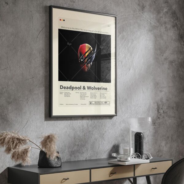 Mid-century modern Deadpool and Wolverine movie poster with graphic design style