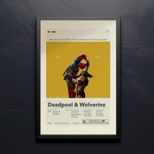Mid-century modern Deadpool and Wolverine movie poster art