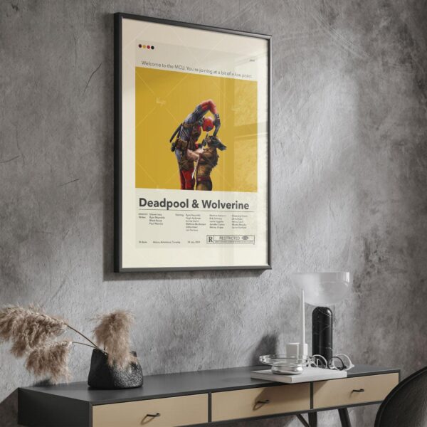 Mid-century modern Deadpool and Wolverine movie poster art