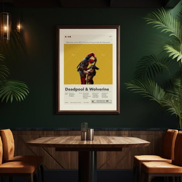 Mid-century modern Deadpool and Wolverine movie poster art