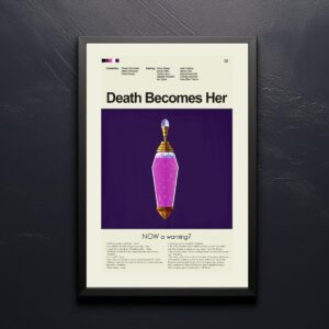 Mid-century modern Death Becomes Her movie poster with vintage 20th century design