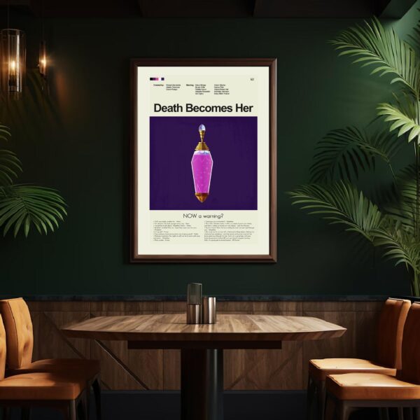 Mid-century modern Death Becomes Her movie poster with vintage 20th century design
