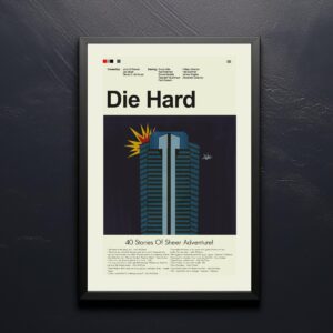 Mid-century modern Die Hard movie poster with vintage 20th century design