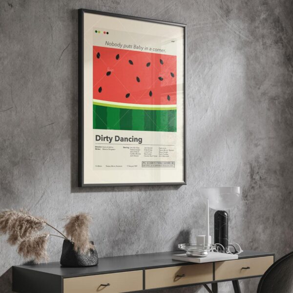 Mid-century modern graphic design poster of Dirty Dancing movie