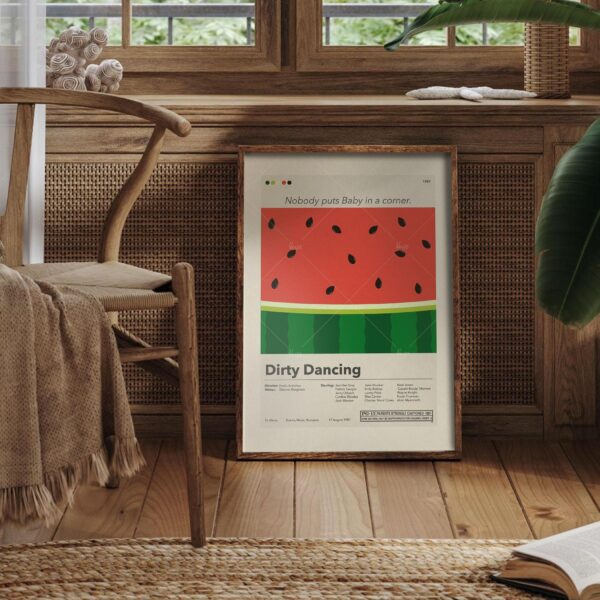 Mid-century modern graphic design poster of Dirty Dancing movie