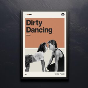 Mid-century poster of Dirty Dancing movie with retro design