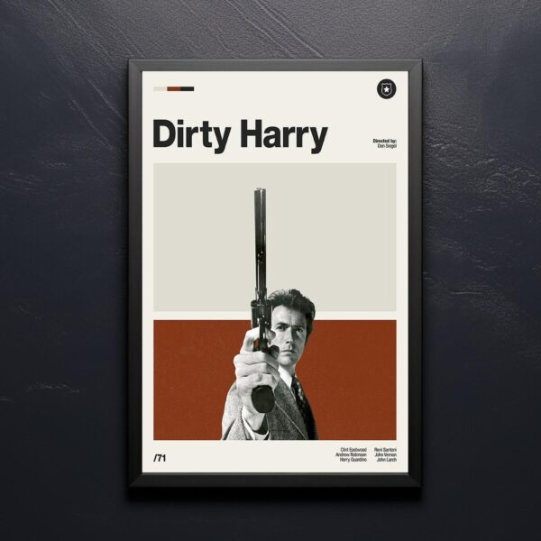 Dirty Harry movie poster - mid-century retro artwork