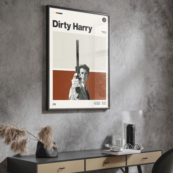 Dirty Harry movie poster - mid-century retro artwork