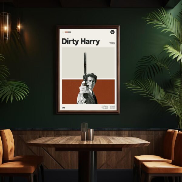 Dirty Harry movie poster - mid-century retro artwork