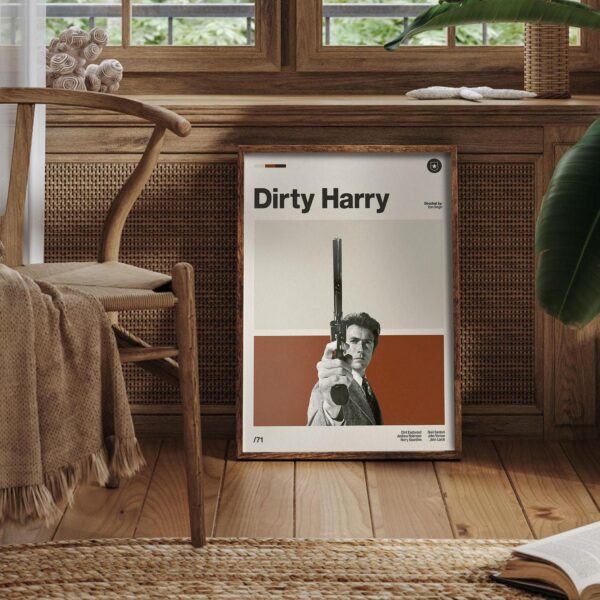 Dirty Harry movie poster - mid-century retro artwork