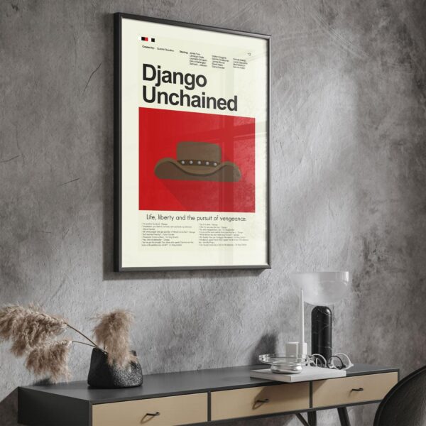 Mid-century modern Django Unchained movie poster with graphic design