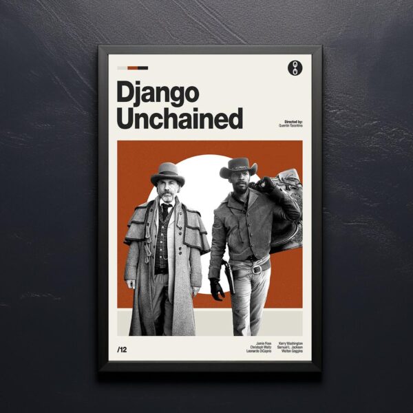 Django Unchained movie poster, mid-century inspired artwork