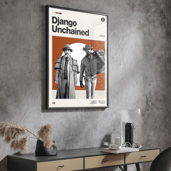 Django Unchained movie poster, mid-century inspired artwork