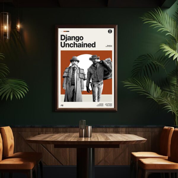 Django Unchained movie poster, mid-century inspired artwork