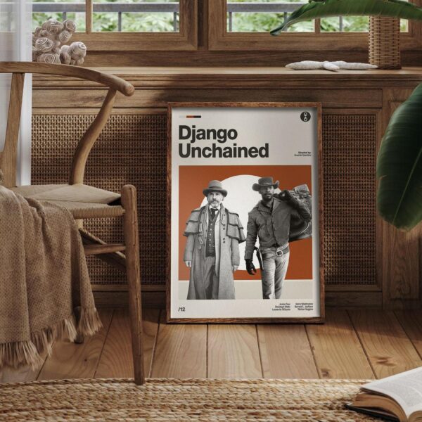 Django Unchained movie poster, mid-century inspired artwork