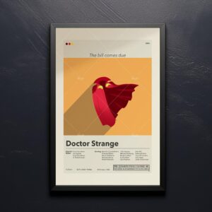 Mid-century modern Doctor Strange movie poster with 20th century art style