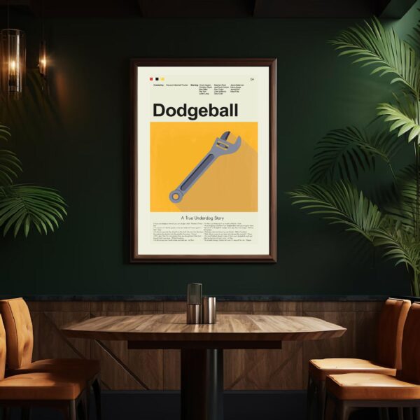 Mid-century modern style DodgeBall movie poster with retro design elements