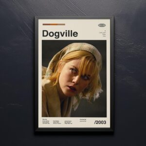 Mid-century poster featuring the Dogville movie with retro artwork