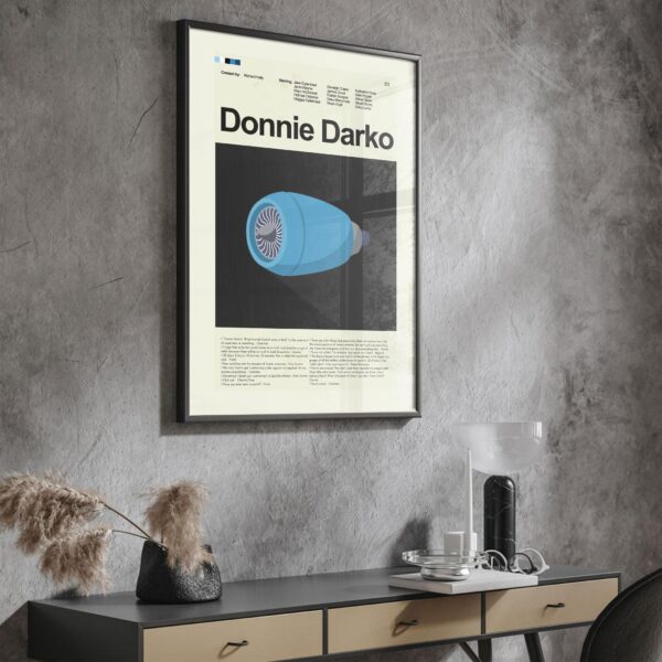 Donnie Darko movie poster in mid-century modern style from mid 20th century