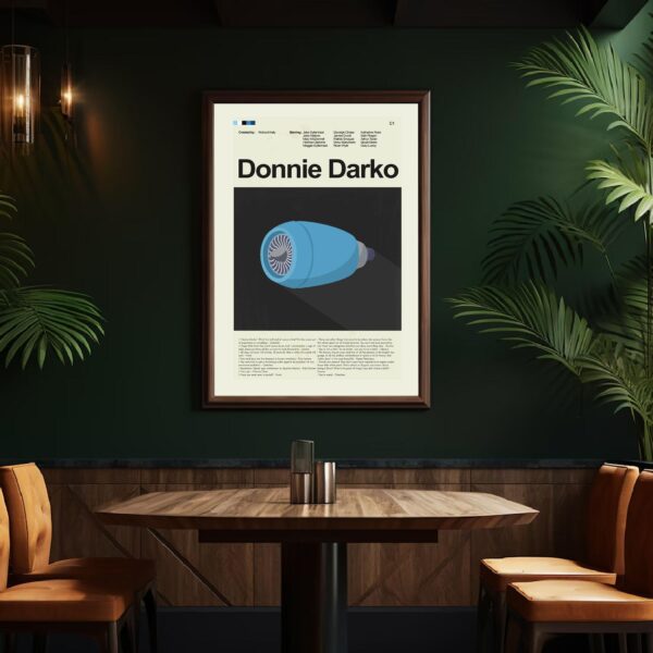 Donnie Darko movie poster in mid-century modern style from mid 20th century