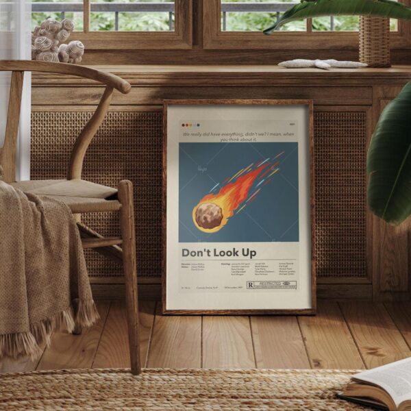 Mid-century modern style Don't Look Up movie poster print