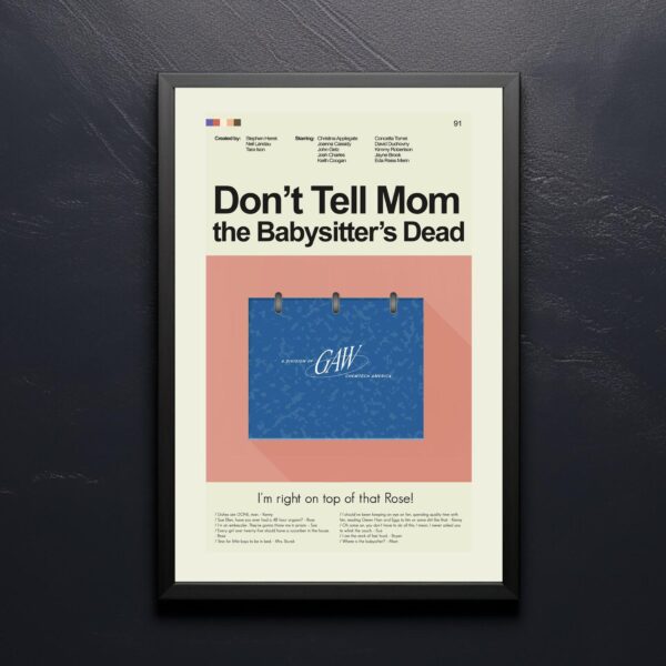 Mid-century modern poster of Don't Tell Mom the Babysitter's Dead movie art