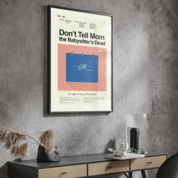 Mid-century modern poster of Don't Tell Mom the Babysitter's Dead movie art
